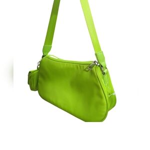 BP. Nordstrom neon lime green baguette shoulder bag with a mini pouch.